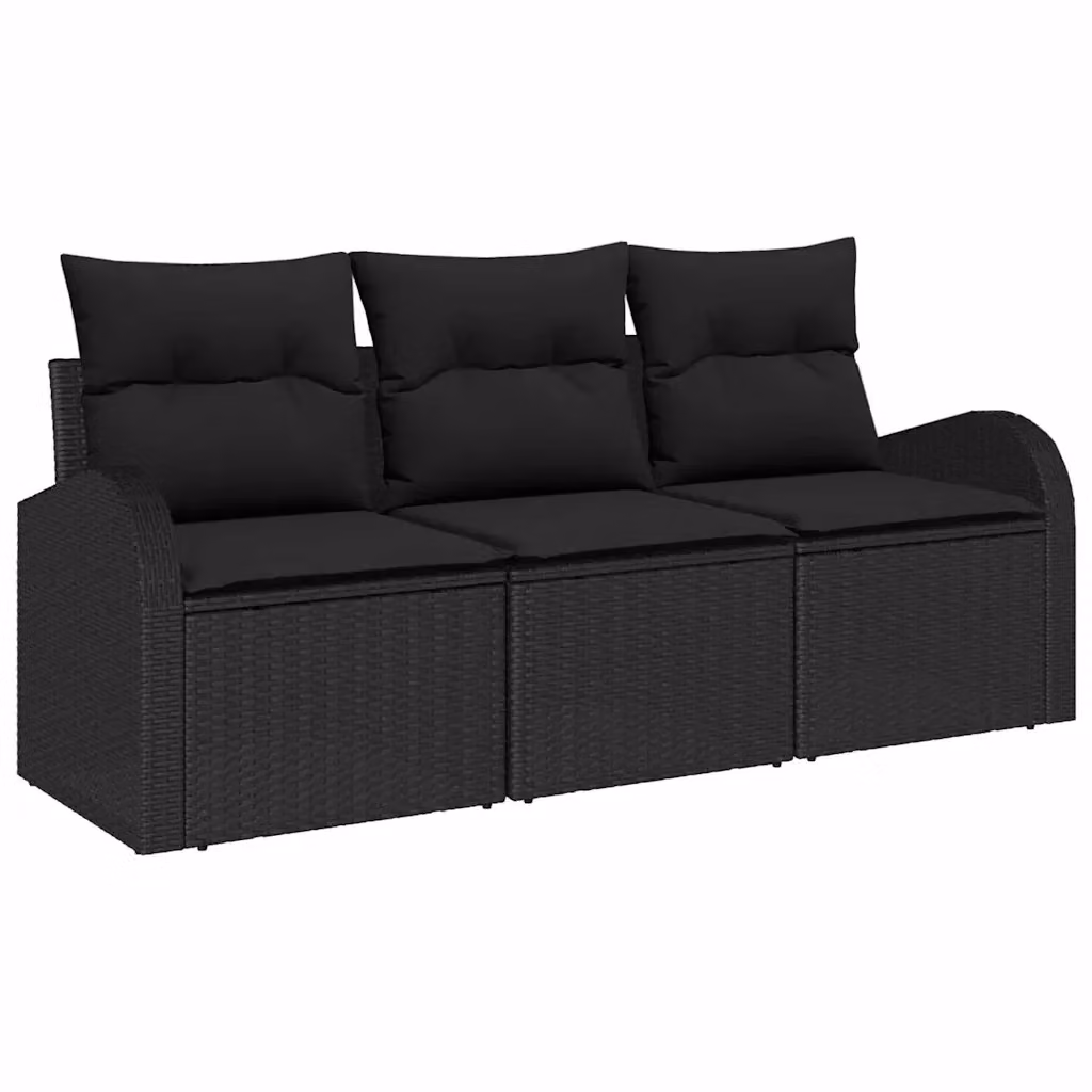 Set Divano da Giardino Moderno vidaXL in Rattan e Metallo Nero con Cuscini Inclusi – 2