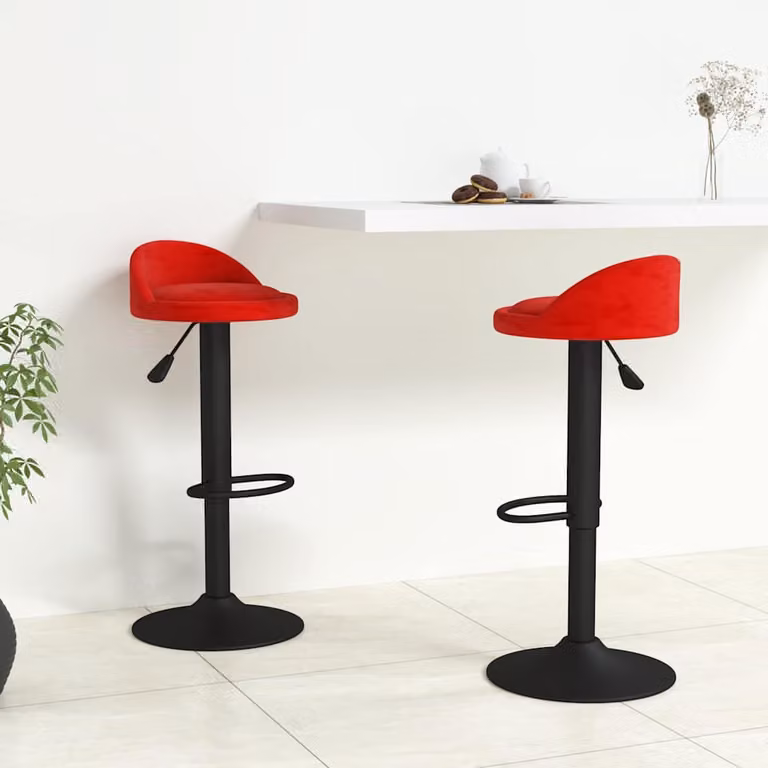 Set di 2 sgabelli da bar vidaXL in velluto rosso vino con base girevole a 360 gradi