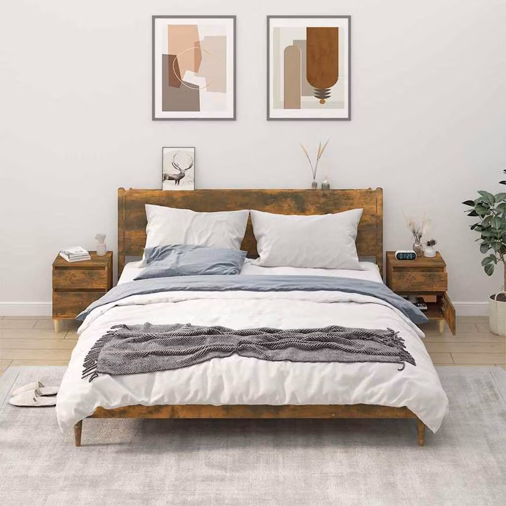 Set di 2 comodini moderni vidaXL in legno Rovere Fumo L/P/H: 40 x 35 x 50 cm