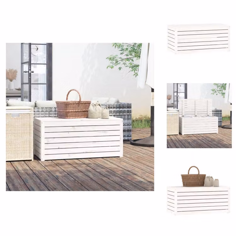 vidaXL Cassetta da giardino bianca 101x50,5x46,5 cm in legno di pino massiccio - Cassette da giardino