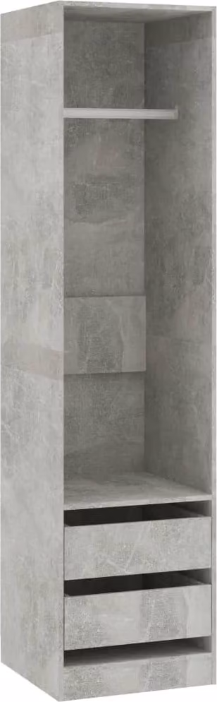 Armadio Cassetti Grigio Cemento 50x50x200 cm Legno Multistrato