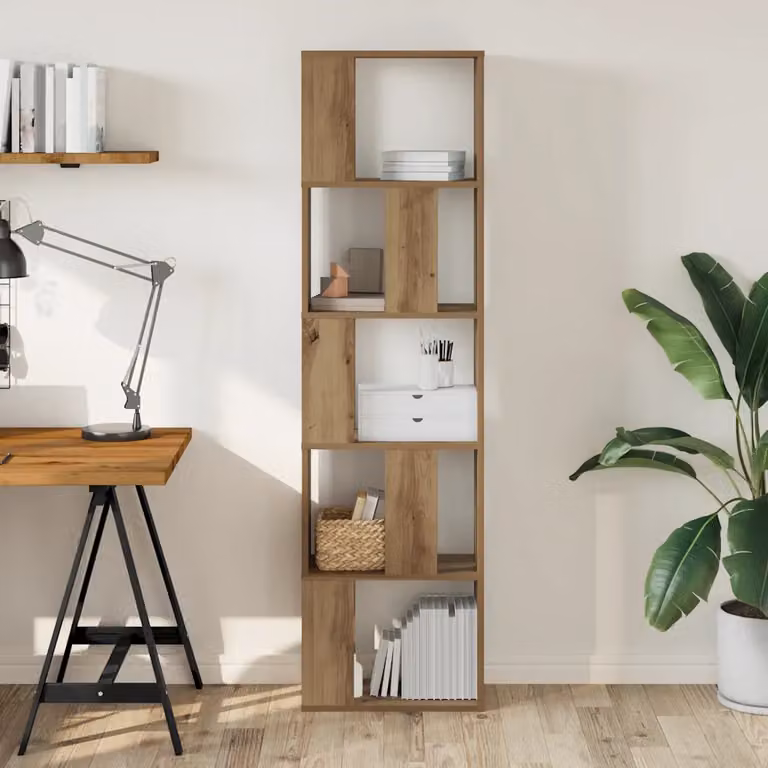 Libreria vidaXL a 5 Piani in Rovere Artigianale, Design Moderno con Schienale Aperto, L/P/H: 45 x 23,5 x 162,5 cm