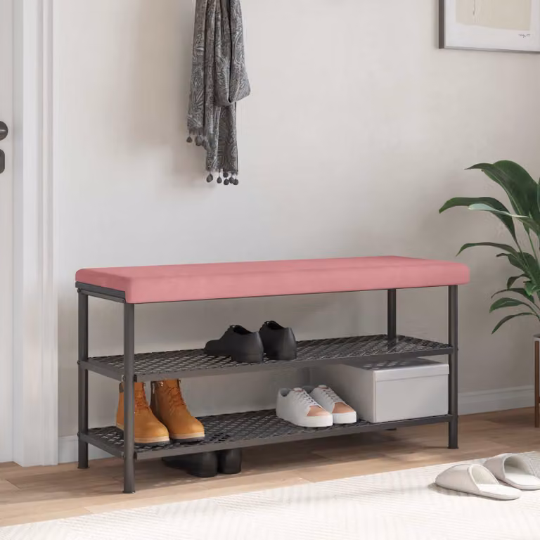 vidaXL Cuscino per panchina in velluto rosa con imbottitura in schiuma, L/P/H: 110 x 110 x 35 cm