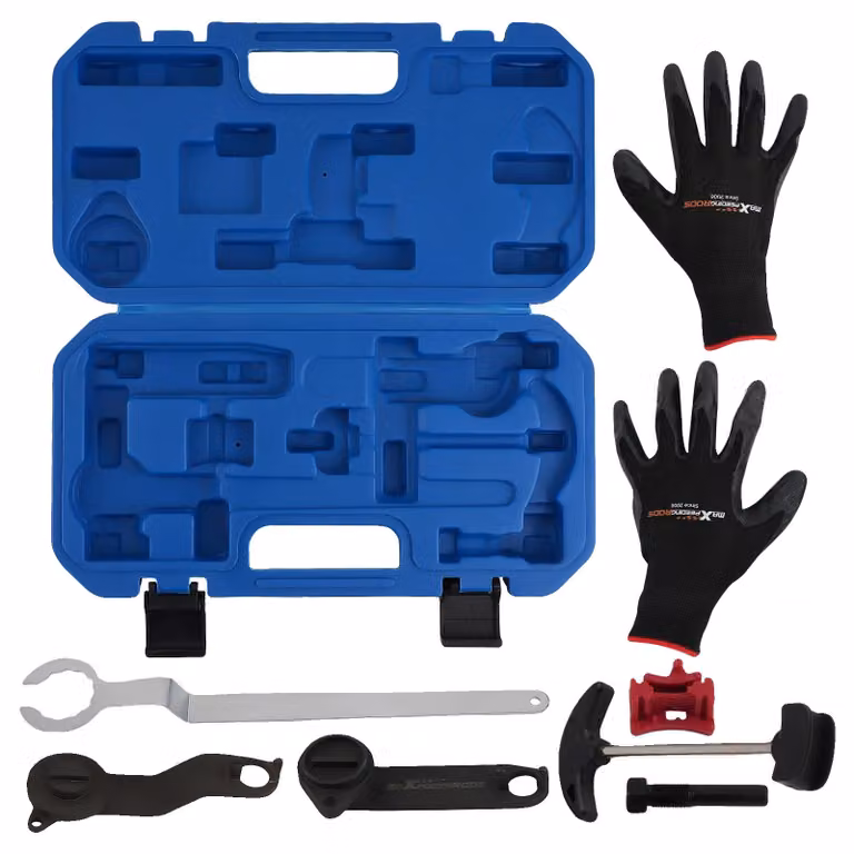 Set di strumenti per la fasatura, realizzato in acciaio di alta qualità, dimensioni 22 x 15 x 5 cm, compatibile con i motori 1.0, 1.2 e 1.4 TSI. Prodotto con precisione per una misurazione accurata del tempo, conforme agli standard del settore