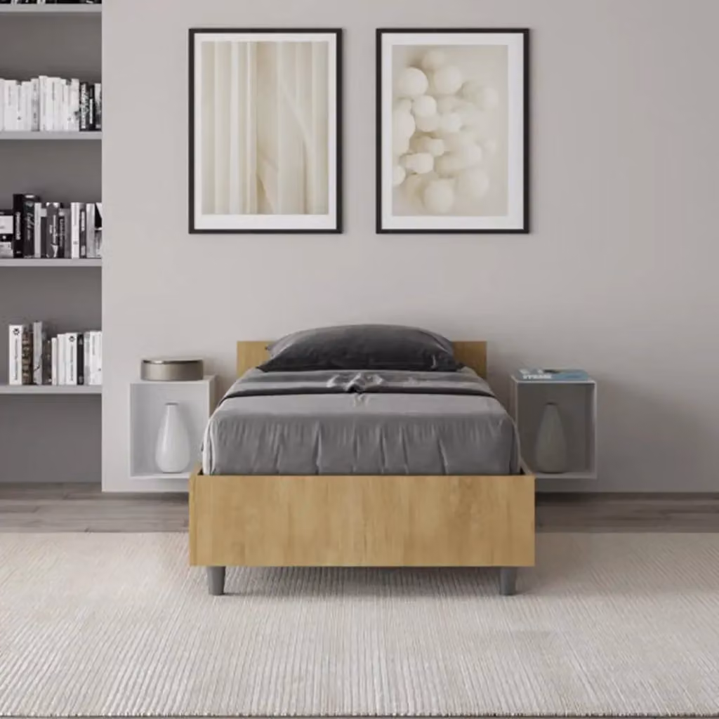 Letto singolo Nuamo in legno color quercia senza rete L 80 cm x P 200 cm – 2