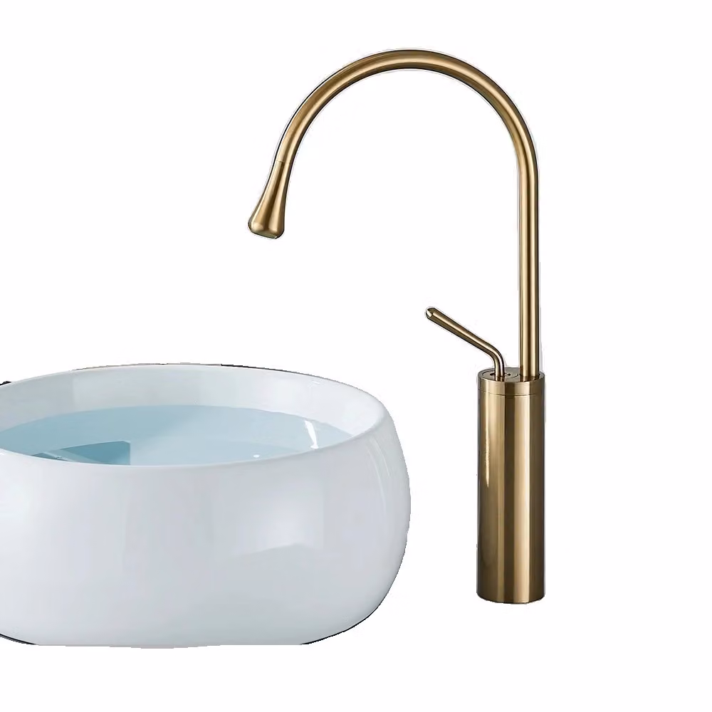Rubinetto in ottone spazzolato oro, stile contemporaneo, facile da installare, finitura oro spazzolato e intemperie