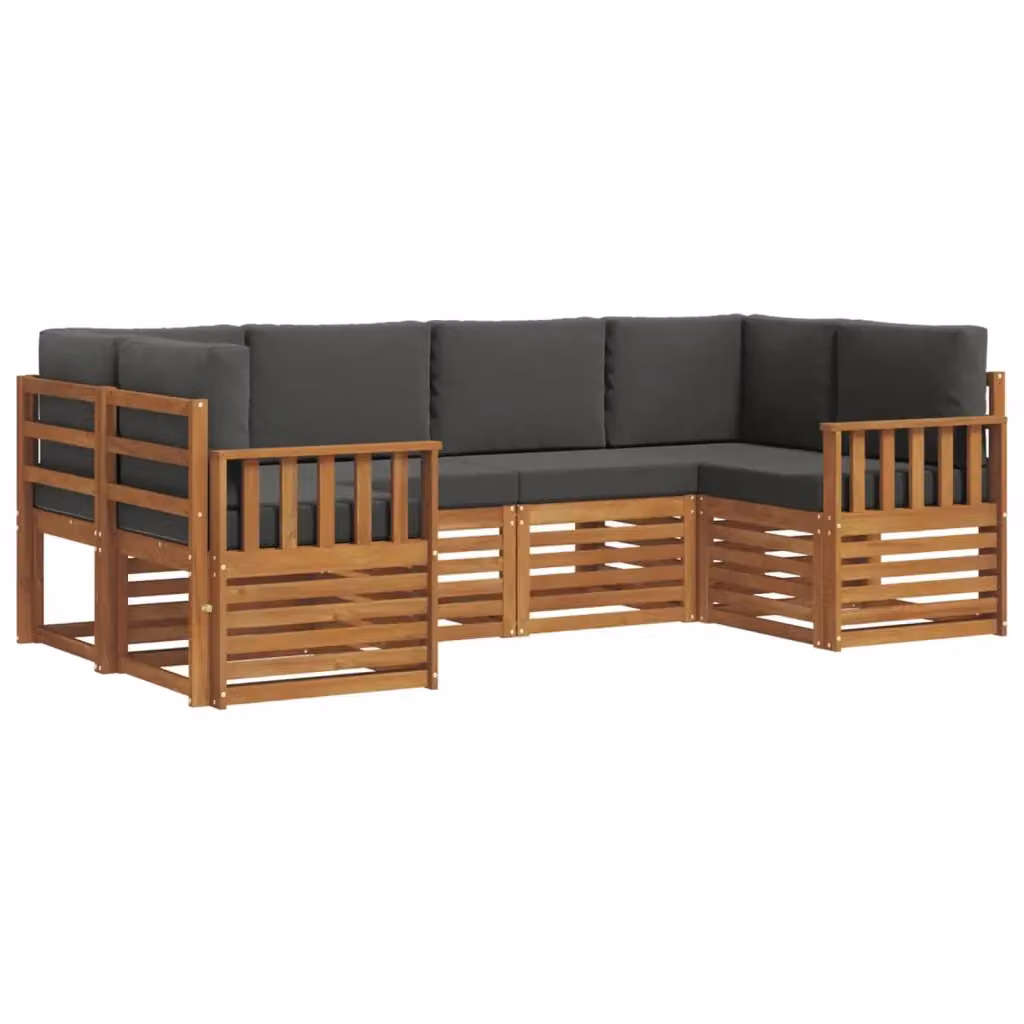 Set di divani da esterno a L vidaXL in legno di acacia con cuscini, beige e antracite – 2
