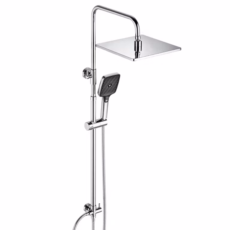 Sistema doccia in acciaio inossidabile JOHO con soffione a pioggia, dimensioni 25x25 cm, finitura cromata, senza miscelatore