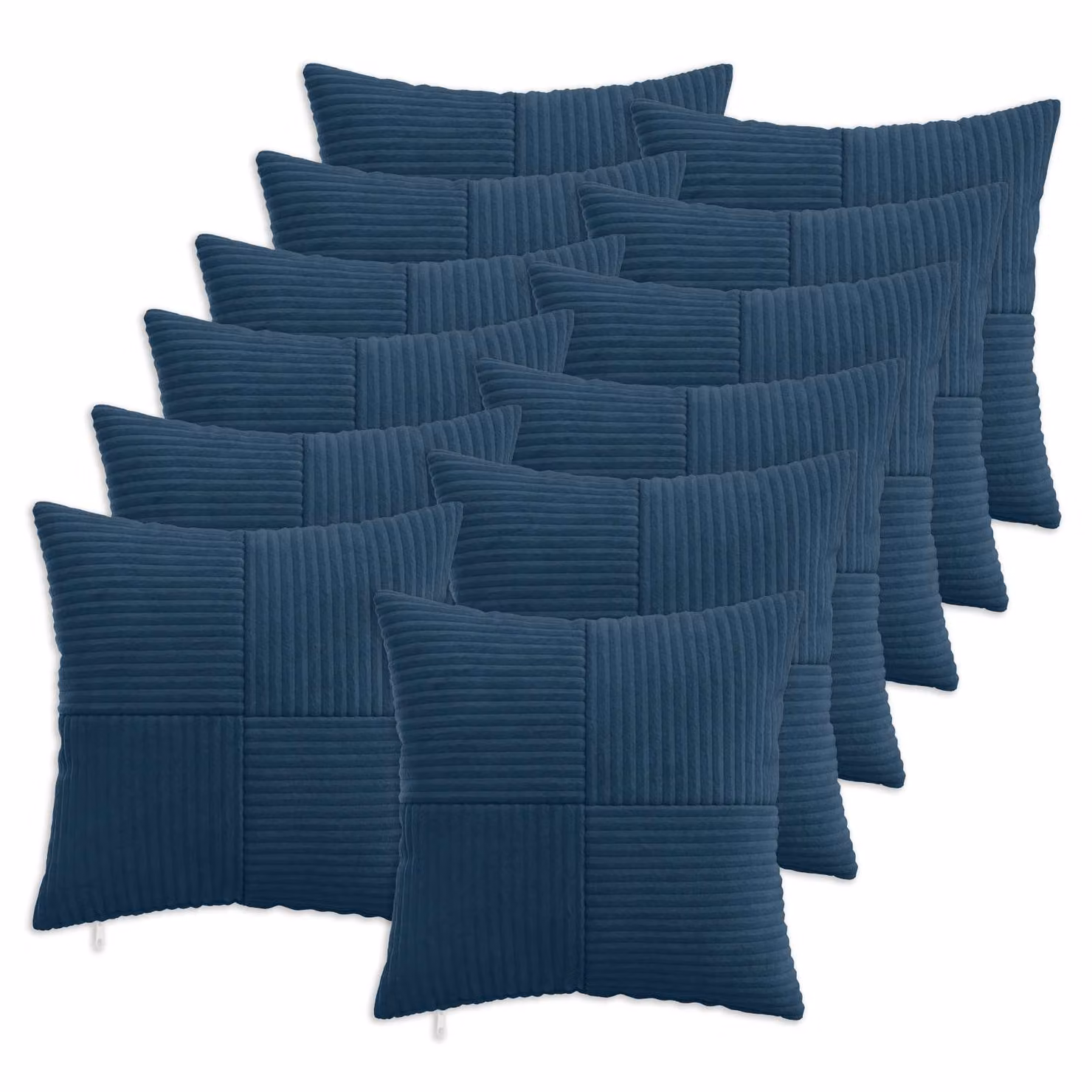 Set di 12 federe quadrate vidaXL ALMELO in velluto a coste blu navy, L/P: 40 x 40 cm