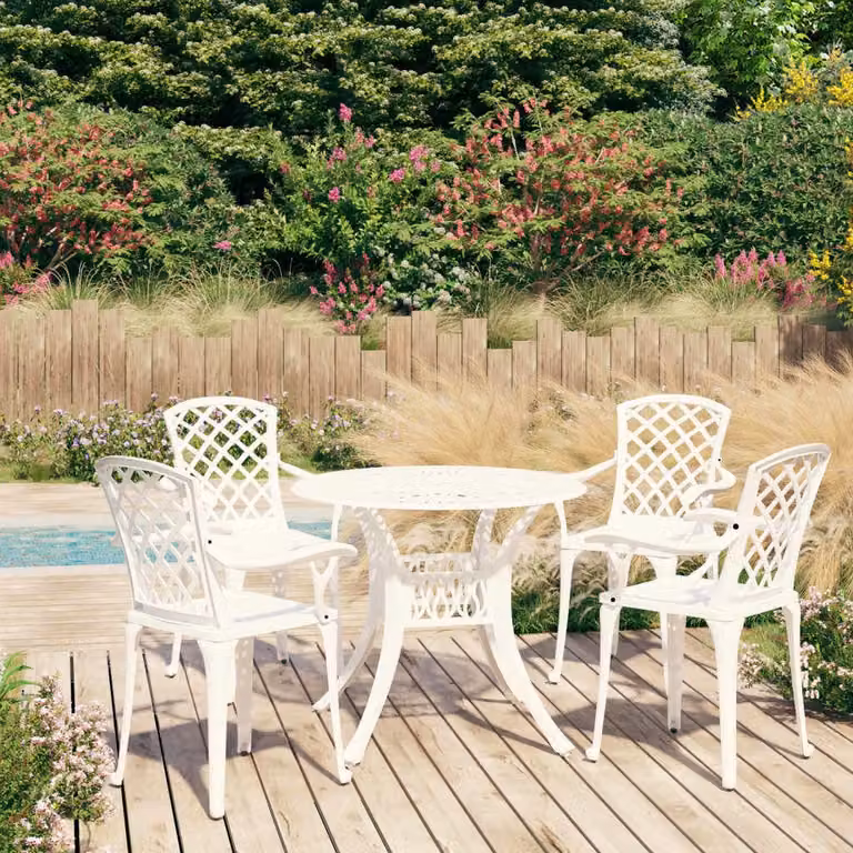 Maison Exclusive - Set da bistrot da 5 pezzi in fusione di alluminio, bianco