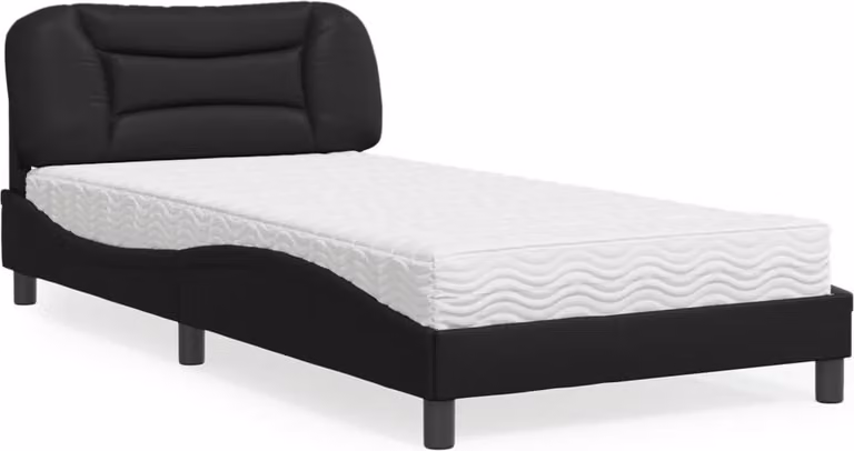 Letto con Materasso Hvar Nero 100x200 cm in Pelle finta