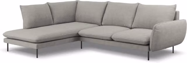 Divano angolare sinistro Vienna Cosmopolitan Design da 6 posti in tessuto grigio con struttura in metallo L/P/H: 275 x 185 x 95 cm – 1