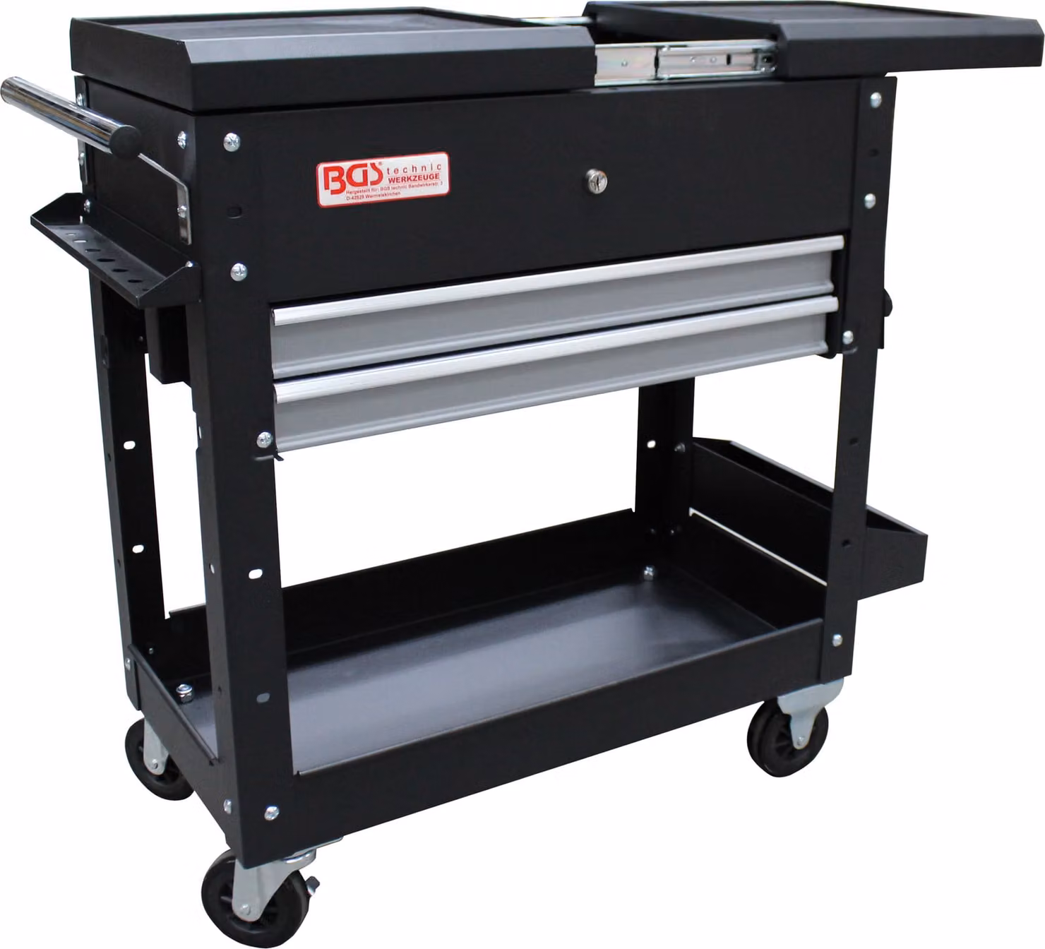 BGS Carrello da officina 2 cassetti orizzontale doppio estraibile vuoto - 4105