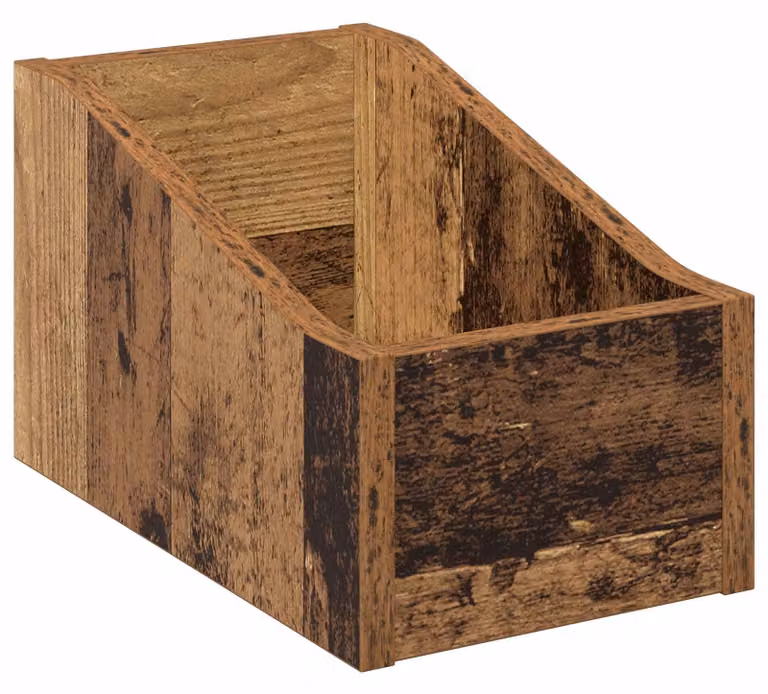 Scatola per dischi in vinile, realizzata in legno riciclato, dimensioni 18 x 32 x 18 cm, materiale: legno composito