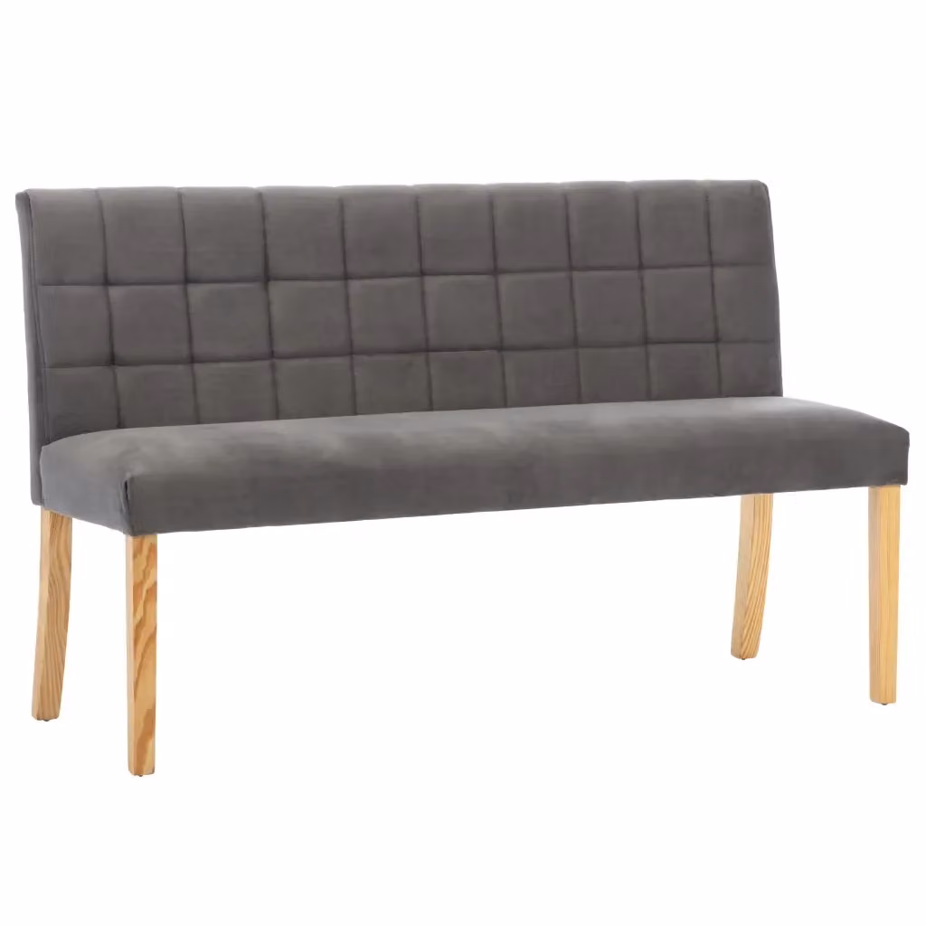 Panca vidaXL in velluto grigio con struttura in legno e MDF, L: 140 cm – 2