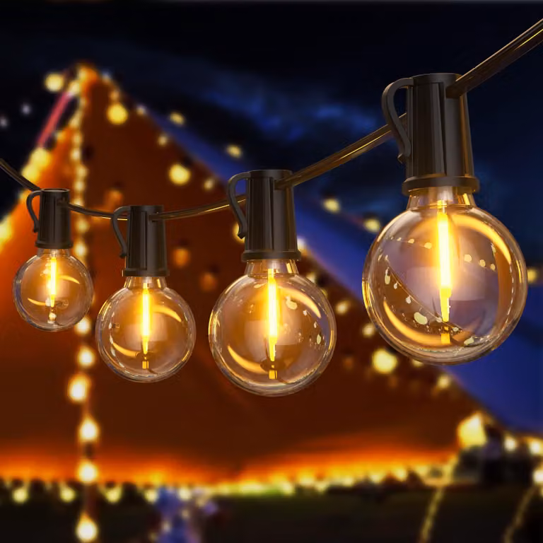 Catena luminosa a LED, lunghezza 20,1 metri, 30+2 lampadine G40, luce bianco caldo 2700K, grado di protezione IP54