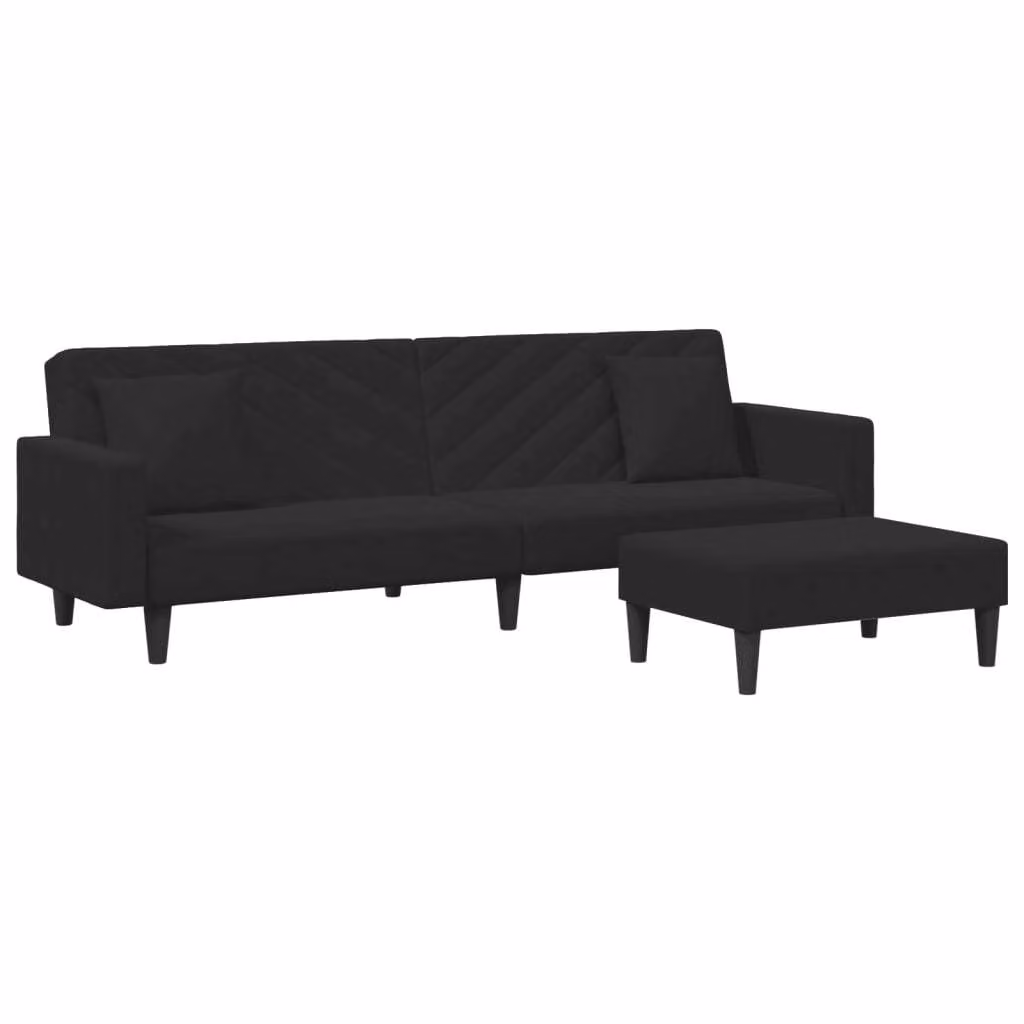 set divano 2 pezzi con cuscini in velluto nero
