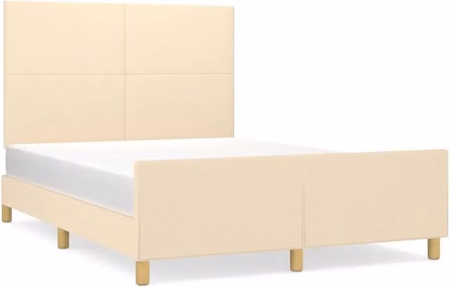 Letto matrimoniale | Letto per adulti | Giroletto senza Materasso Crema 140x200 cm in Tessuto
