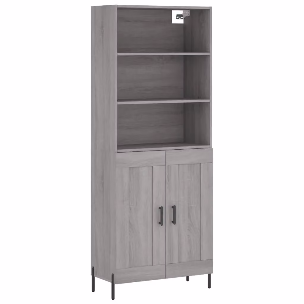 Credenza moderna vidaXL in legno e metallo grigio L: 69,5 cm, P: 34 cm, H: 180 cm – 2