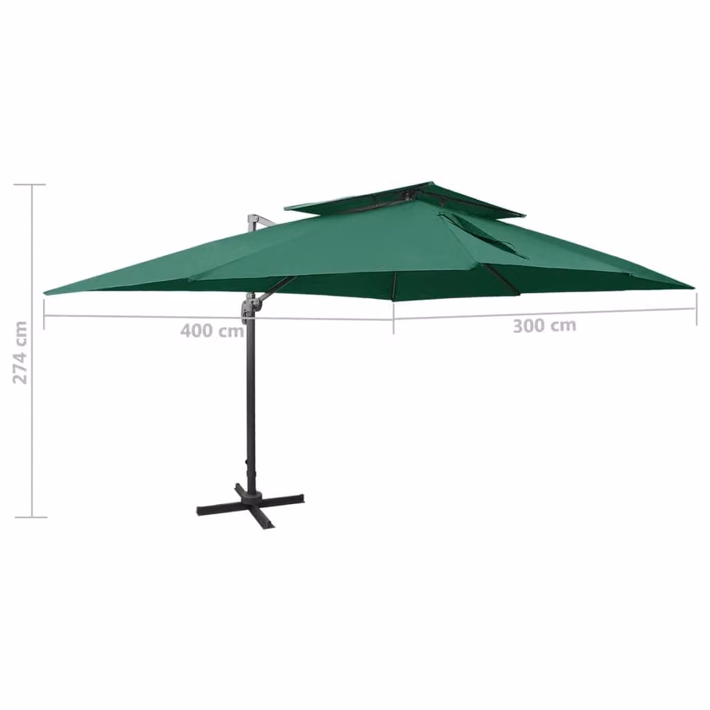 Maison Exclusive - Ombrellone a braccio con sistema di ventilazione 400x300 cm verde