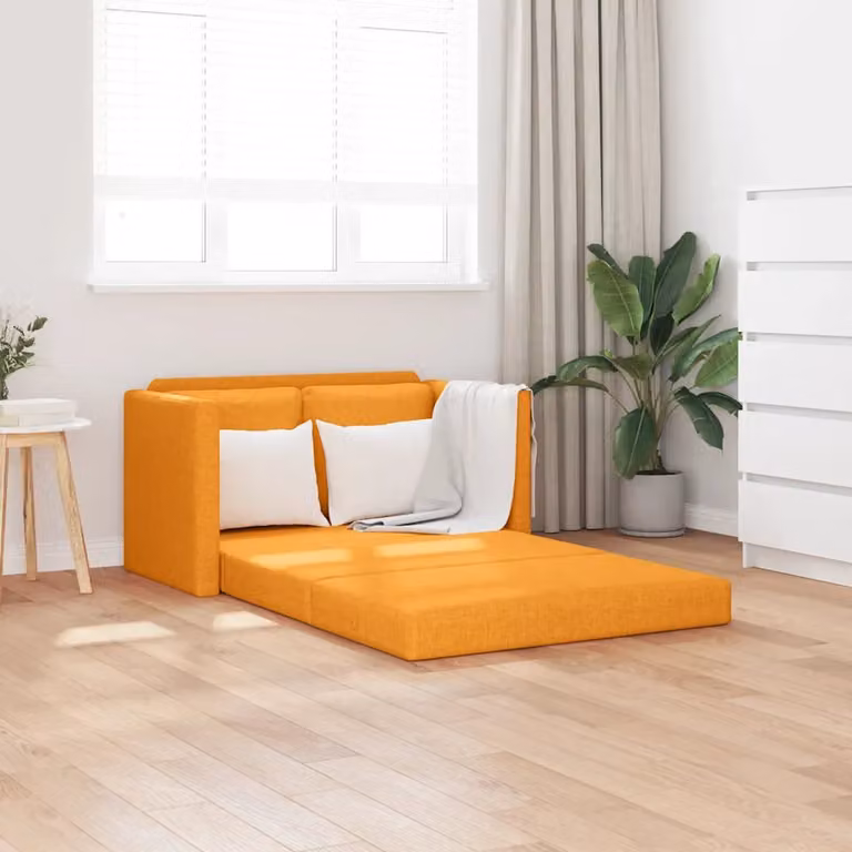 vidaXL Divano Letto da Terra 2 in 1 Giallo e Arancione L: 112 cm, P: 174 cm, H: 55 cm