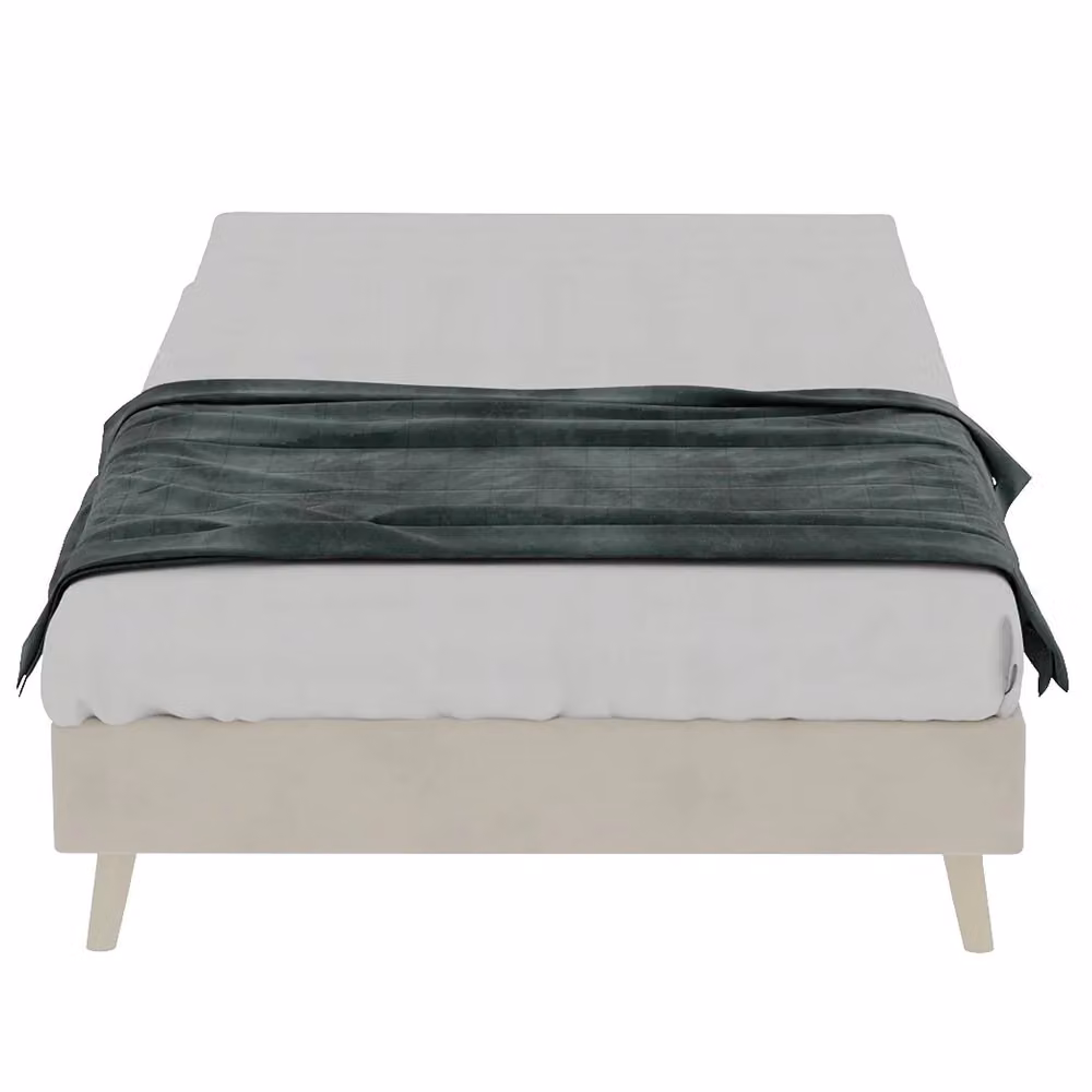 Letto Minimal in velluto beige senza testiera e materasso L/P/H: 90 x 200 cm – 2