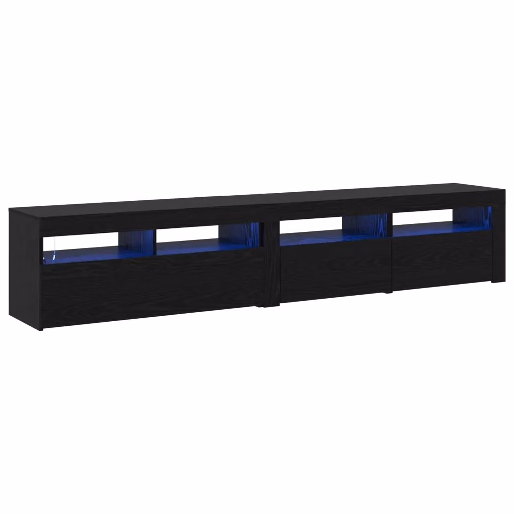 Mobile TV moderno vidaXL in legno MDF nero con illuminazione integrata e scomparti multimediali – 2