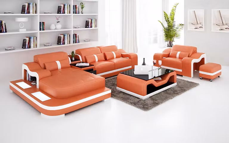 Modernes Sofa Ecksofa L-Form Sessel Couchtisch Hocker Ecksofa Polster Hocker