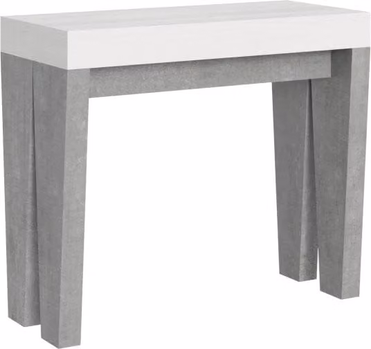 Consolle Allungabile 90-300x40x77 cm in Nobilitato Bianco e Grigio