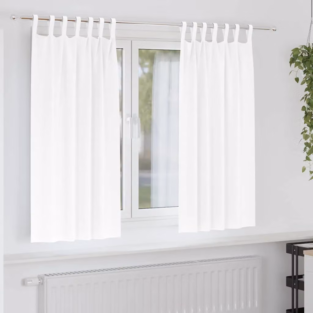 Set di 2 tende blackout vidaXL con anelli in poliestere, colore bianco, L: 175 cm x H: 140 cm