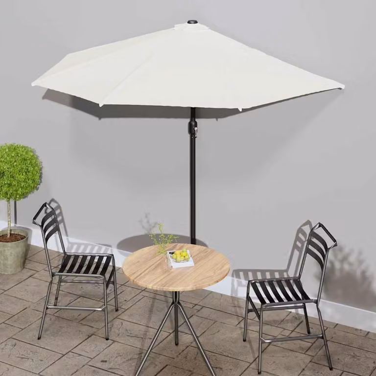 Ombrellone da balcone vidaXL con palo in alluminio color sabbia, L: 270 cm, P: 144 cm