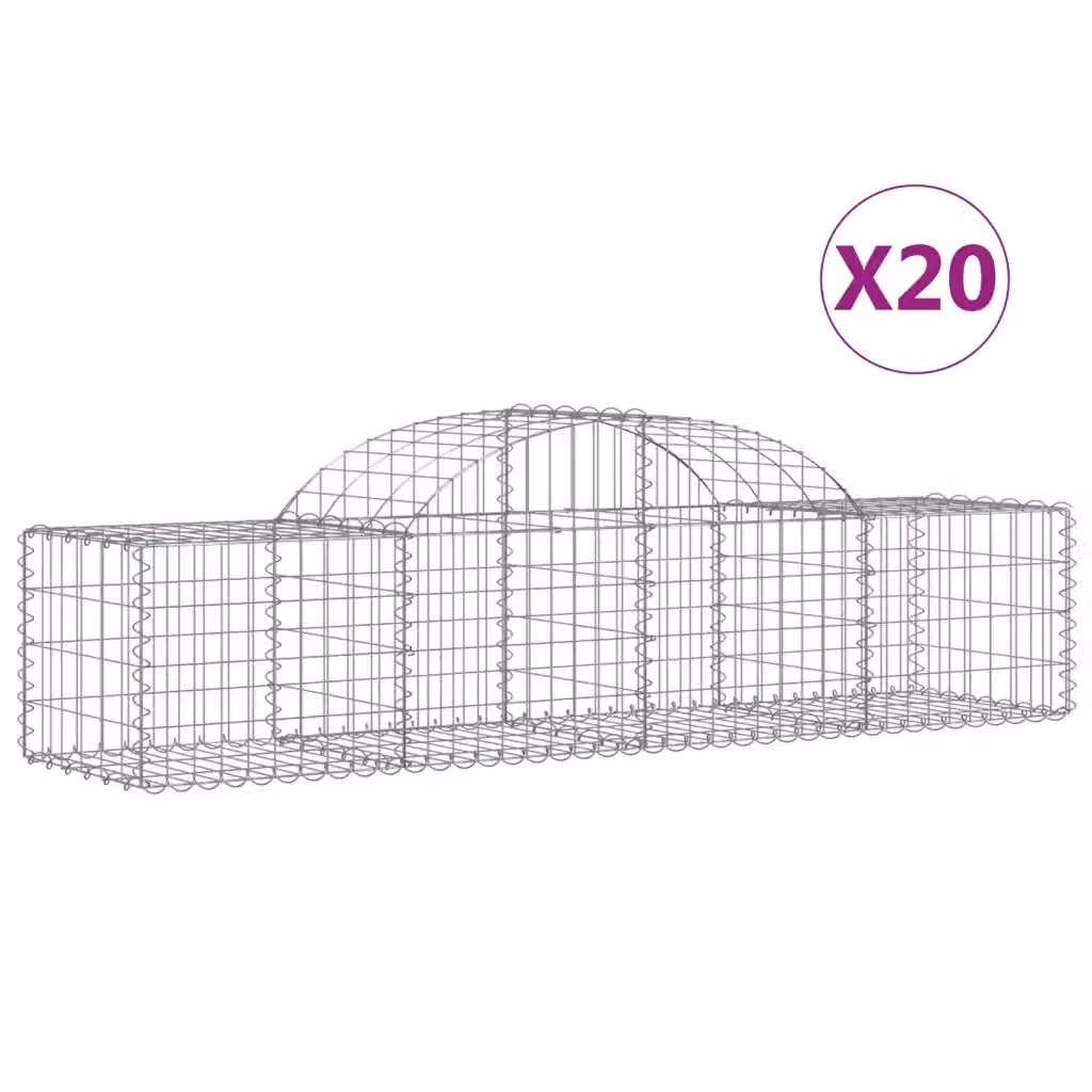 Set di 20 Cesti Gabbioni ad Arco Videx in Acciaio Zincato Colore Argento L: 200 cm, P: 50 cm, H: 40/60 cm – 2