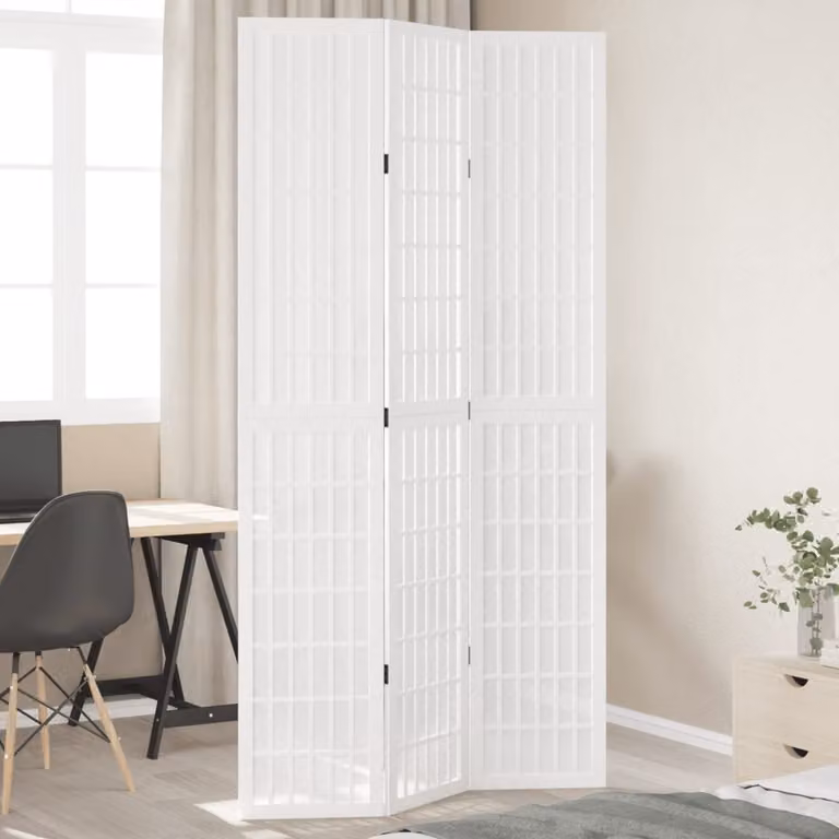 vidaXL Divisorio Ambienti 3 Pannelli in Legno Massello di Paulownia Bianco