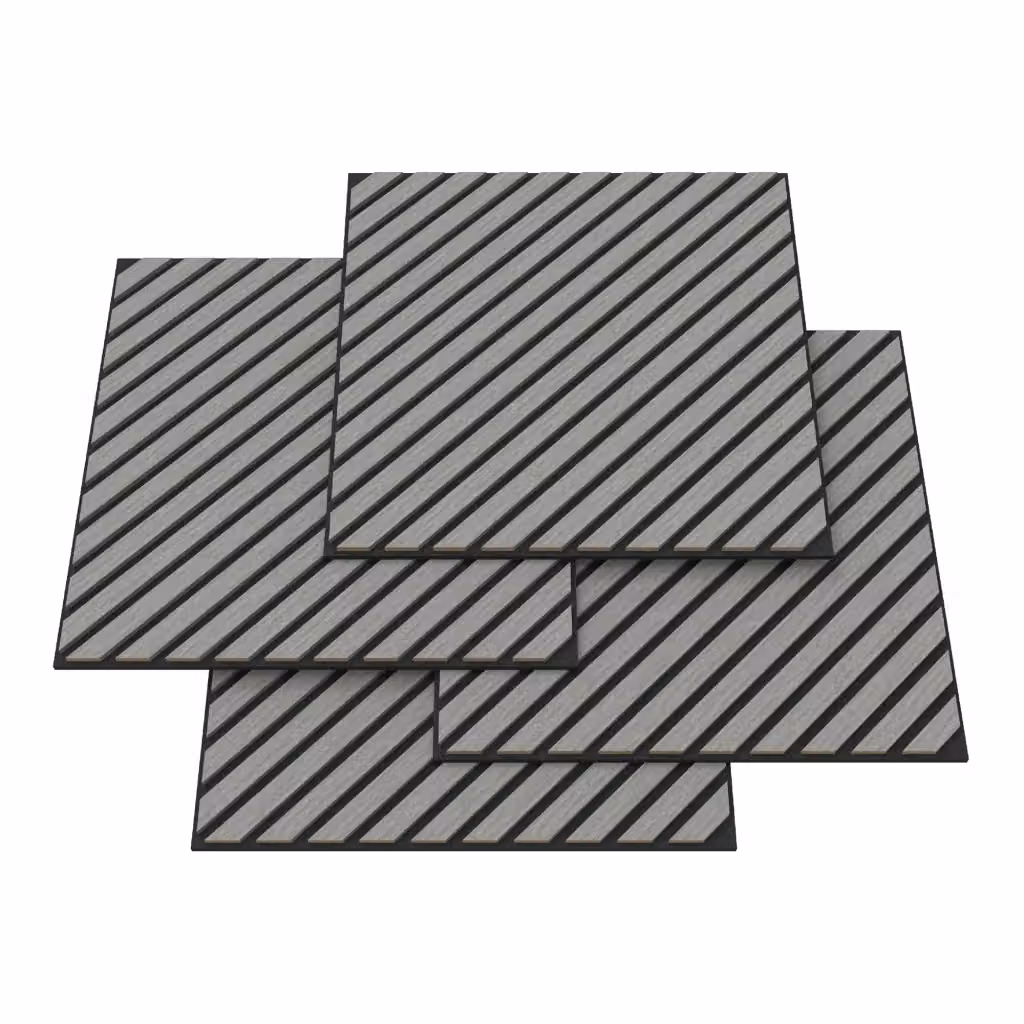 Set di 8 pannelli murali 3D fonoassorbenti NEU.HOLZ con listelli diagonali effetto rovere grigio chiaro, copertura 2,88 m², L/P: 60 x 60 cm – 2