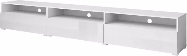 Buffet RAMOS – 2 porte in vetro + 3 cassetti – Color bianco lucido e nero – LED multicolori integrate
