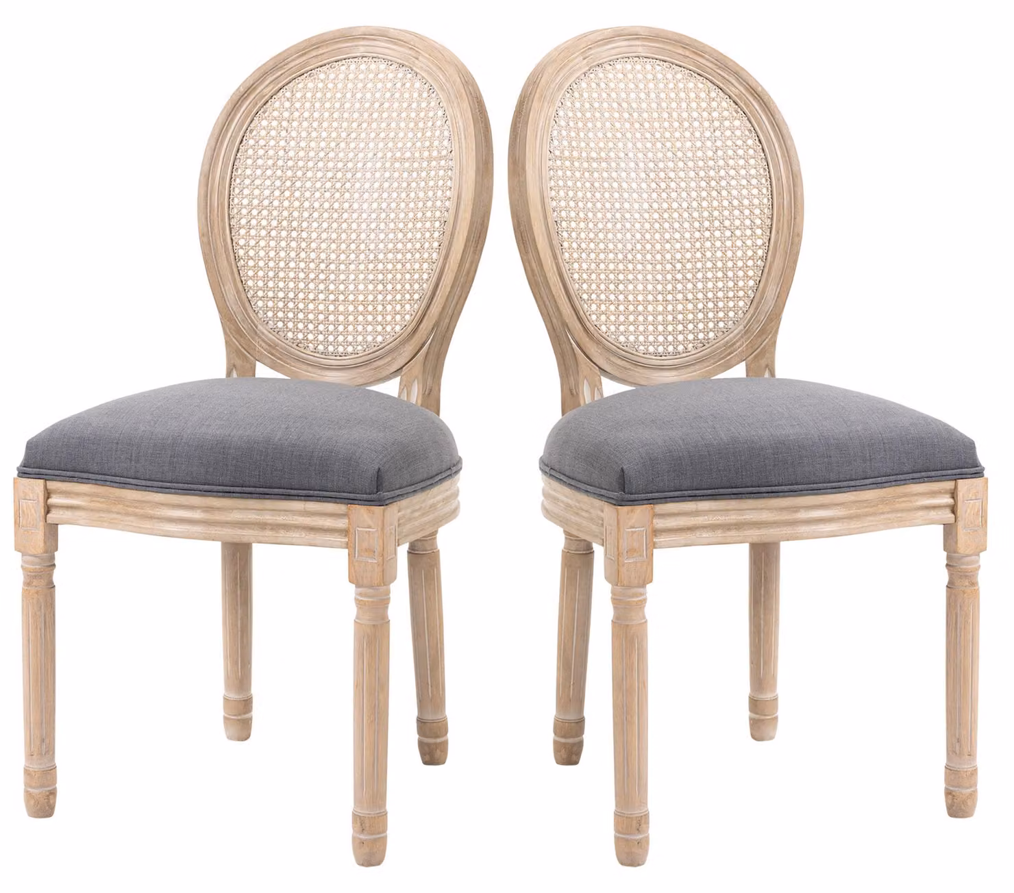 HOMCOM Set da 2 sedie da sala da pranzo con schienale in rattan, effetto lino