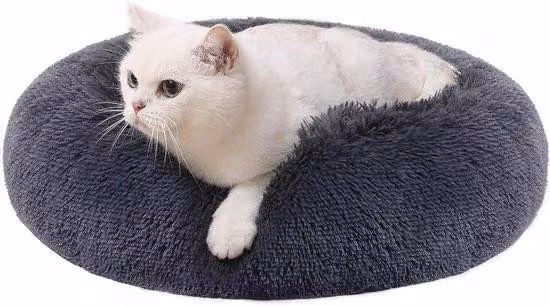 Cuccia per cani e gatti, cuscino a ciambella, lavabile, diametro 50 cm, grigio scuro