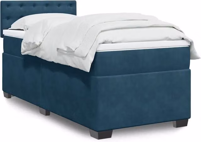 Giroletto a Molle con Materasso-Struttura Letto Blu Scuro 90x200 cm in Velluto 598544