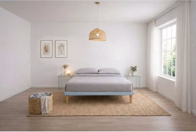 Letto imbottito Letto Matrimoniale alla Francese 140x200 cm Tessis - Con rete,Microfibra,Azzurro