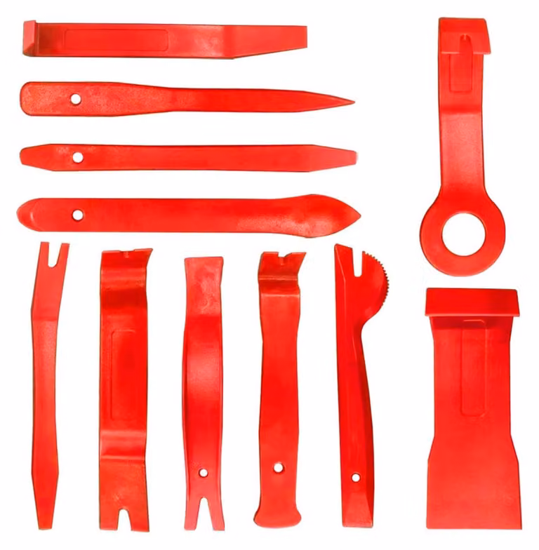 Set di strumenti per smontaggio 11 pezzi - Strumenti per interni auto - Strumenti per pannelli auto - Strumenti per radio/audio - Materiale PP - Blu/Rosso
