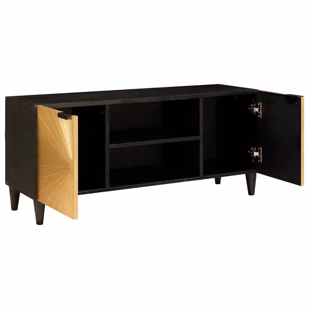 Mobile TV moderno vidaXL in legno MDF nero e oro L 105 x P 33 x H 46 cm – 2