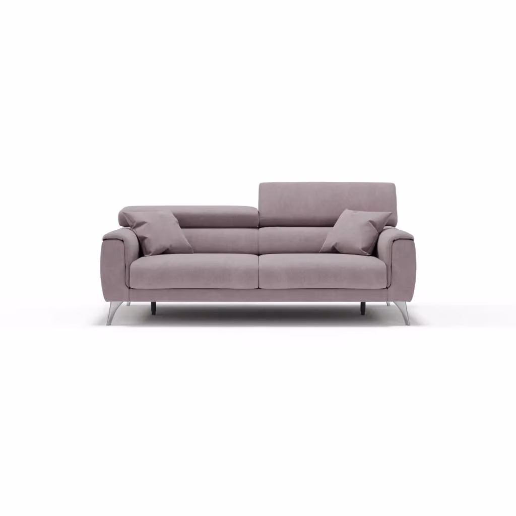 Divani.Store Divano Caravaggio T02 con sedute allungabili e poggiatesta reclinabili in tessuto impermeabile rosa L: 199 cm – 2