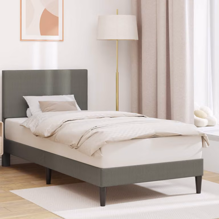 Struttura del letto vidaXL in tessuto cord grey, L 90 x P 200 cm
