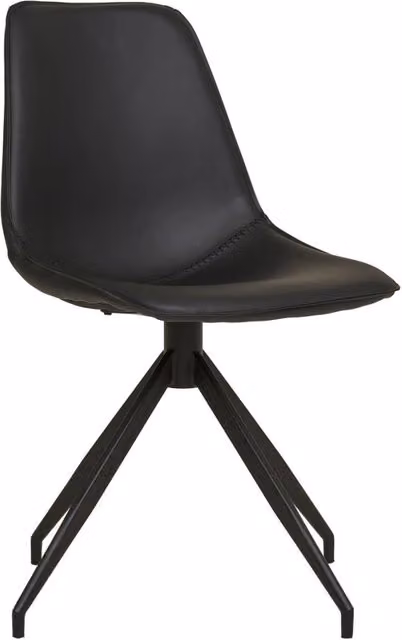 Set 2 sedie da pranzo girevoli Monaco in ecopelle nera con gambe nere