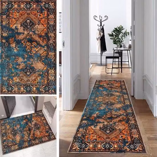 Lampada bohémien colorata (80x300 cm) – Tappeto vintage antiscivolo e lavabile, ideale per cucina, ingresso e camera da letto