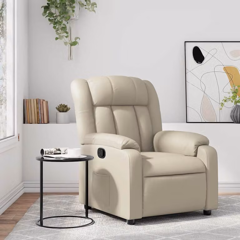 Poltrona Reclinabile Relax vidaXL in Similpelle Beige con Braccioli e Regolazione Manuale