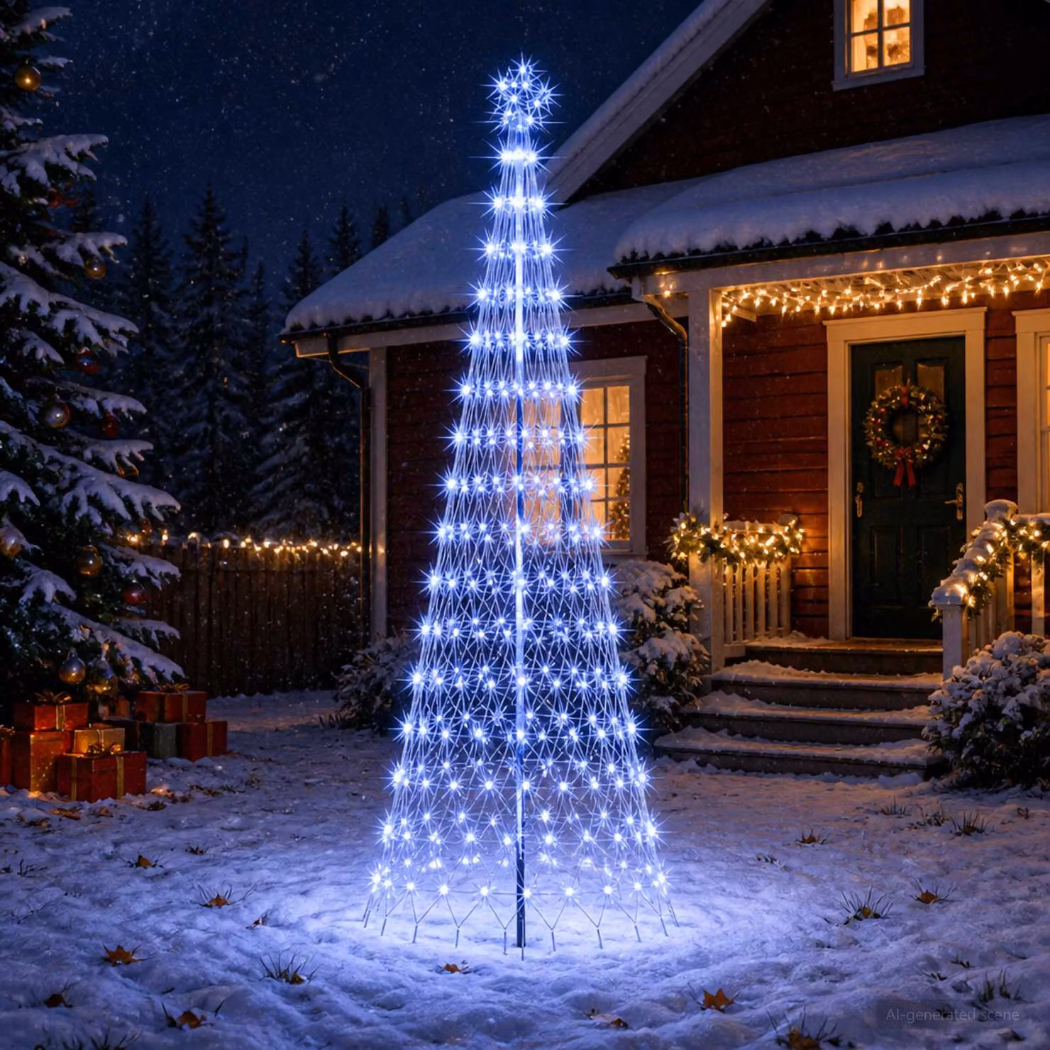 vidaXL Albero di Natale LED 300 cm 350 LED Blu Ferro Nero