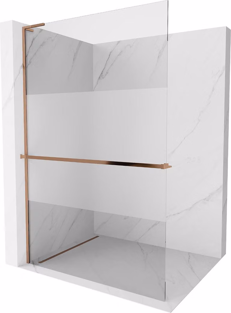 Mexen Kioto+ L pannello doccia con mensola Walk-in 90 x 200 cm, trasparente/frost, oro rosa - 800-090-123-60-35