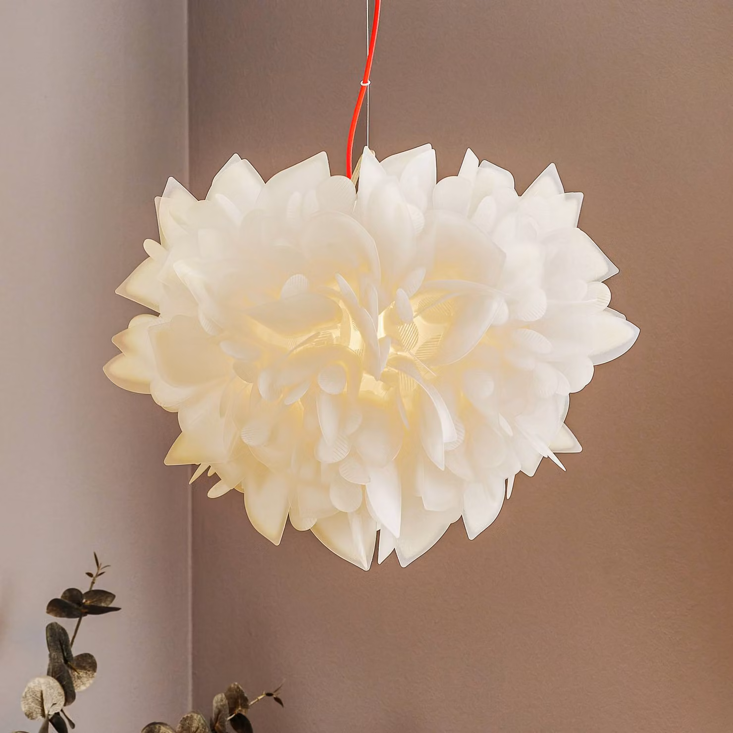 Slamp Lampada a sospensione Veli, dimmerabile, Bianco / Opale, Soggiorno / Sala da pranzo, Plastica, Design, Lampada a sospensione