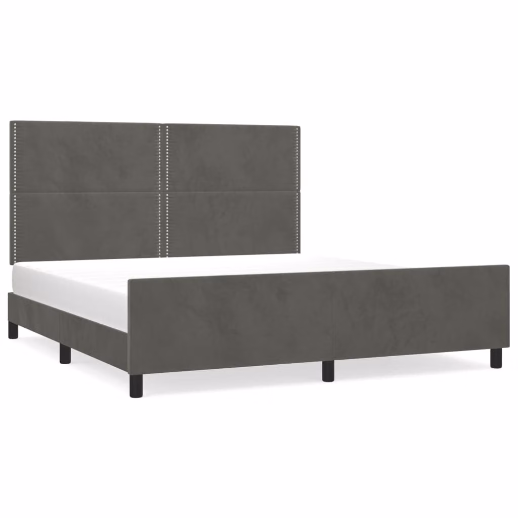 Giroletto senza Materasso Grigio Scuro 160x200 cm Velluto